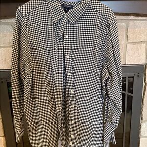 Lands' End Black and White Checkered Women’s Shirt